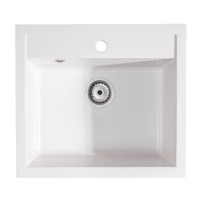 Мойка для кухни Sink Quality Ferrum IK 60 56,5x51x20,5 с переливом наногранит белый FER.W.1K60.X
