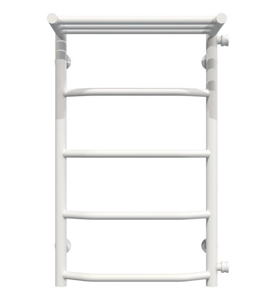 Полотенцесушитель водяной Deffi Трапеция с полкой П5 400х700 боковое правое подключение белый C.TP.70.40.5.W.C