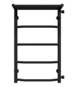 Сушка для рушників водяна Deffi Трапеція з полицею П5 400х700 бічне праве підключення чорний C.TP.70.40.5.B.C