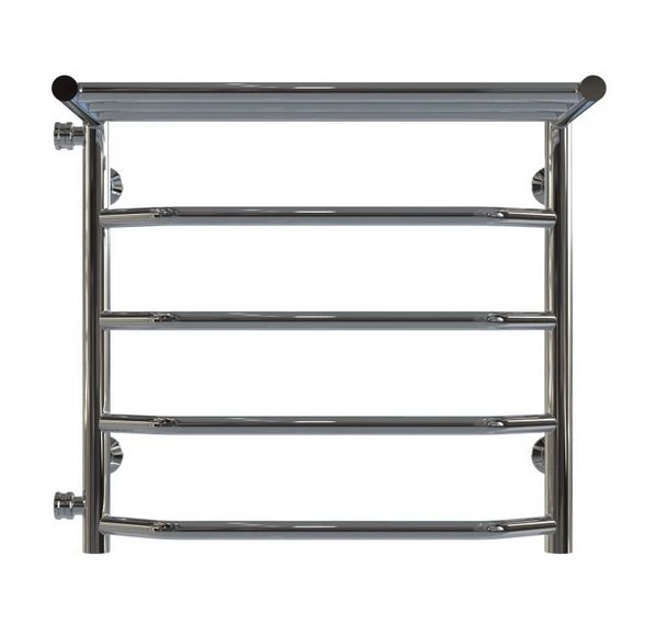 Полотенцесушитель водяной Deffi Трапеция с полкой П5 500х500 боковое левое подключение хром C.TP.50.50.5.C.B