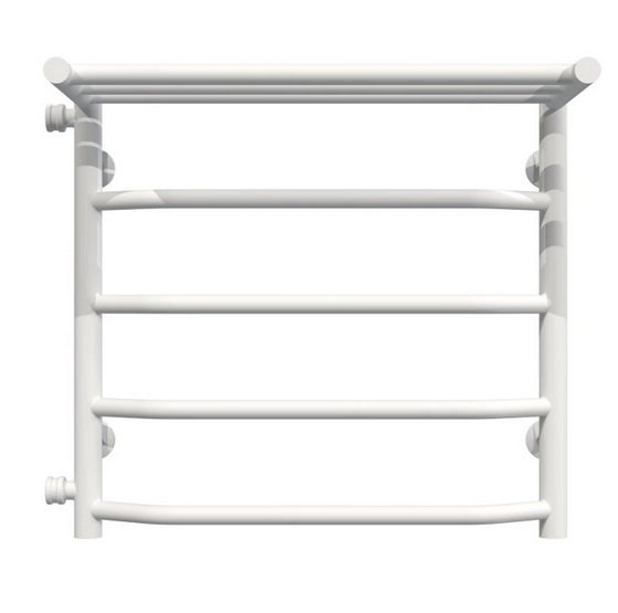 Сушка для рушників водяна Deffi Трапеція з полицею П5 500х500 бічне ліве підключення білий C.TP.50.50.5.W.B