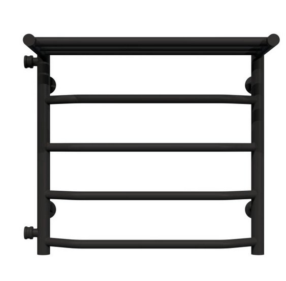 Сушка для рушників водяна Deffi Трапеція з полицею П5 500х500 бічне ліве підключення чорний C.TP.50.50.5.B.B