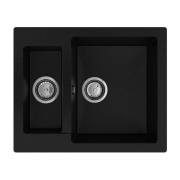 Мийка для кухні Sink Quality Ferrum 5KBO 60,5x49,5x21 з переливом нанограніт чорний з золотом FER.L.5KBO.X