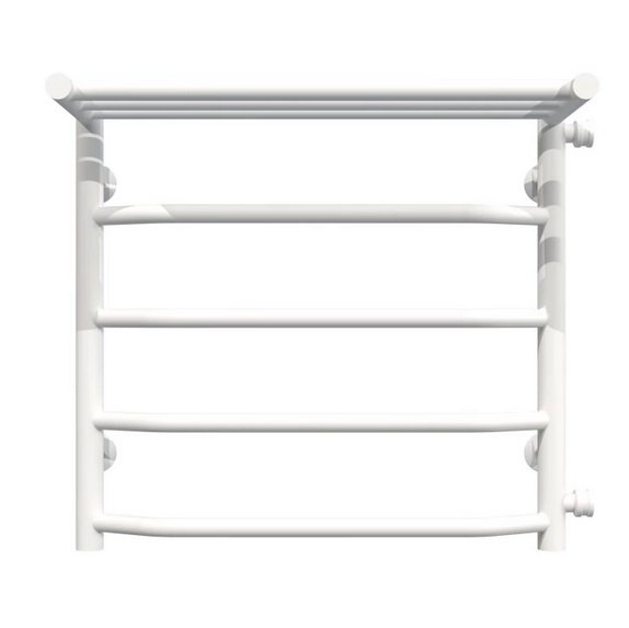 Полотенцесушитель водяной Deffi Трапеция с полкой П5 500х500 боковое правое подключение белый C.TP.50.50.5.W.C