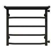 Полотенцесушитель водяной Deffi Трапеция с полкой П5 500х500 боковое правое подключение черный C.TP.50.50.5.B.C