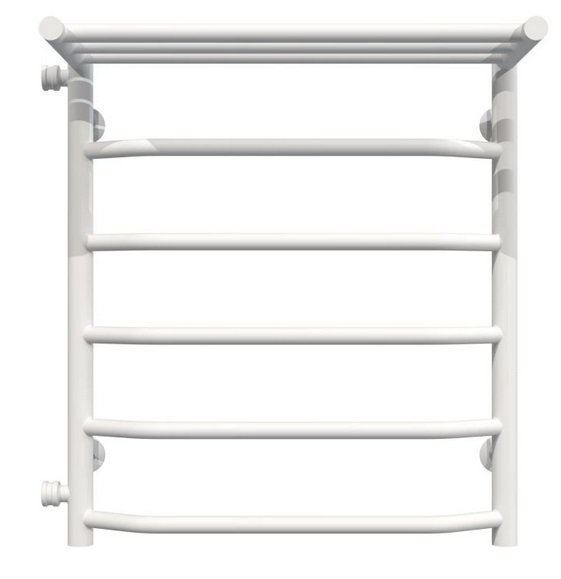 Полотенцесушитель водяной Deffi Трапеция с полкой П6 500х600 боковое левое подключение белый C.TP.60.50.6.W.B