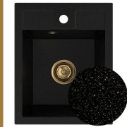 Мийка для кухні Sink Quality Ferrum IK 40 40x50x19,5 з переливом нанограніт чорний з золотом FER.L.1K40.X