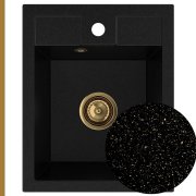 Мойка для кухни Sink Quality Ferrum IK 40 40x50x19,5 с переливом наногранит черный с золотом FER.L.1K40.X