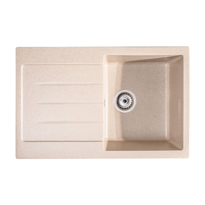 Мийка для кухні Sink Quality Realgar 1KDO 76,5x49x20,5 з переливом нанограніт бежевий REA.P.1KDO.X
