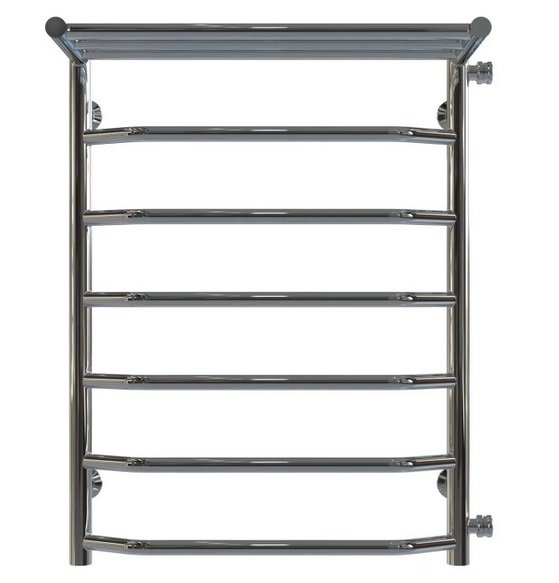 Полотенцесушитель водяной Deffi Трапеция с полкой П7 500х700 боковое правое подключение хром C.TP.70.50.7.C.C