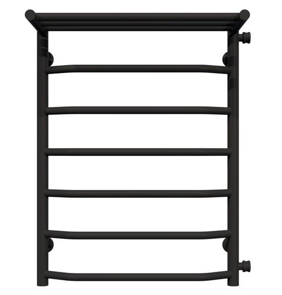 Сушка для рушників водяна Deffi Трапеція з полицею П7 500х700 бічне праве підключення чорний C.TP.70.50.7.B.C