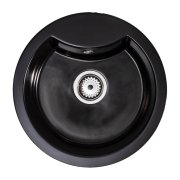 Мойка для кухни Sink Quality Azurite 1KBO 49x49x14,2 с переливом наногранит черный AZU.C.1KBO.X