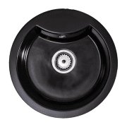 Мийка для кухні Sink Quality Azurite 1KBO 49x49x14,2 з переливом нанограніт чорний AZU.C.1KBO.X