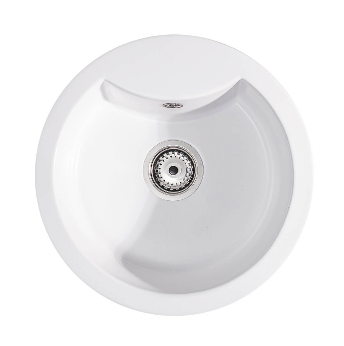 Мийка для кухні Sink Quality Azurite 1KBO 49x49x14,2 з переливом нанограніт білий AZU.W.1KBO.X