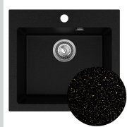 Мийка для кухні Sink Quality Ferrum IK 50 49x45x20,5 з переливом нанограніт чорний з золотомFER.L.1K50.X