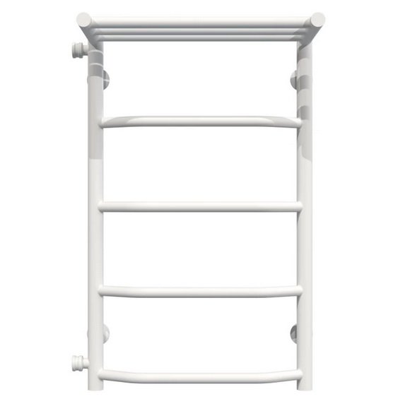 Полотенцесушитель водяной Deffi Трапеция с полкой П5 400х700 боковое левое подключение белый C.TP.70.40.5.W.B