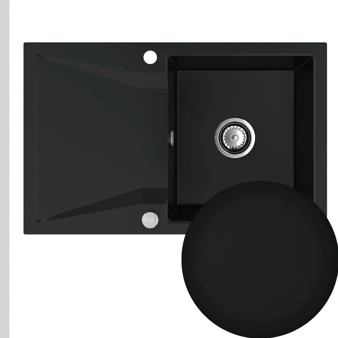 Мийка для кухні Sink Quality Obsidian 1KDO 79x50x20,5 з переливом нанограніт чорний OBS.C.1KDO.X