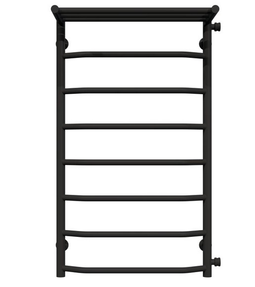 Сушка для рушників водяна Deffi Трапеція з полицею П8 500х900 бічне праве підключення чорний C.TP.90.50.8.B.C