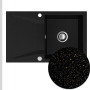 Мойка для кухни Sink Quality Obsidian 1KDO 79x50x20,5 с переливом наногранит черный с золотом OBS.L.1KDO.X