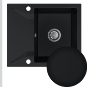 Мийка для кухні Sink Quality Obsidian 1KKO 59x50x21 см з переливом нанограніт чорний OBS.C.1KKO.X