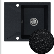 Мийка для кухні Sink Quality Obsidian 1KKO 59x50x21 см з переливом нанограніт чорний парча OBS.B.1KKO.X
