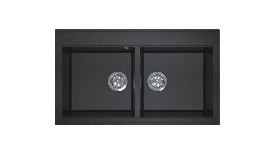 Мийка для кухні Sink Quality SINK 2K80 86X50X21,5 см з переливом нанограніт графит SINK.G.2K80.X