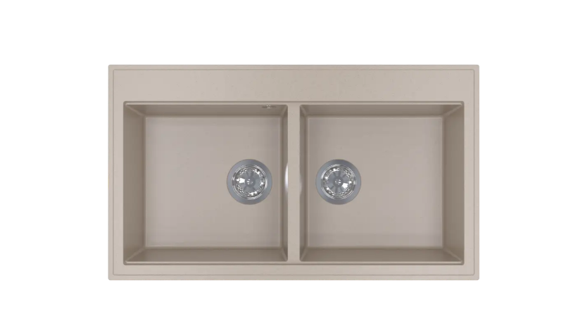 Мойка для кухни Sink Quality SINK 2K80 86X50X21,5 см с переливом наногранит бежевый SINK.P.2K80.X