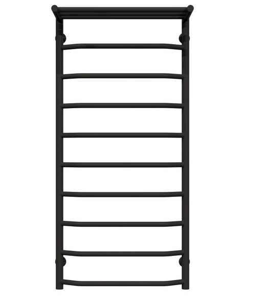 Полотенцесушитель водяной Deffi Трапеция с полкой П10 500х1100 нижнее подключение черный C.TP.110.50.10.B.A