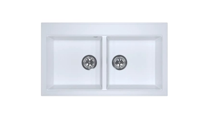 Мийка для кухні Sink Quality SINK 2K80 86X50X21,5 см з переливом нанограніт білий SINK.W.2K80.X