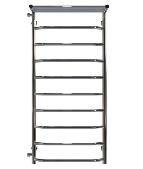 Полотенцесушитель водяной Deffi Трапеция с полкой П10 500х1100 боковое левое подключение хром C.TP.110.50.10.C.B