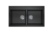 Мойка для кухни Sink Quality SINK 2K80 86X50X21,5 см с переливом наногранит черный с золотом SINK.L.2K80.X