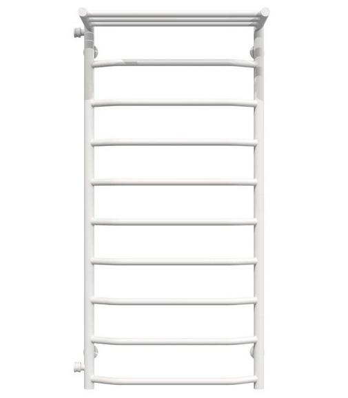 Полотенцесушитель водяной Deffi Трапеция с полкой П10 500х1100 боковое левое подключение белый C.TP.110.50.10.W.B