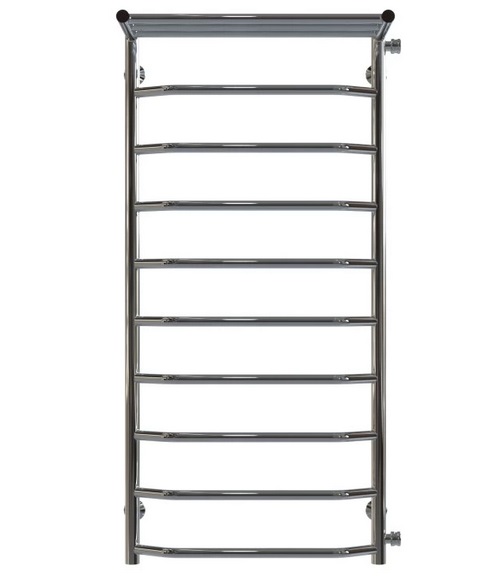 Полотенцесушитель водяной Deffi Трапеция с полкой П10 500х1100 боковое правое подключение хром C.TP.110.50.10.C.C