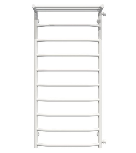 Полотенцесушитель водяной Deffi Трапеция с полкой П10 500х1100 боковое правое подключение белый C.TP.110.50.10.W.C