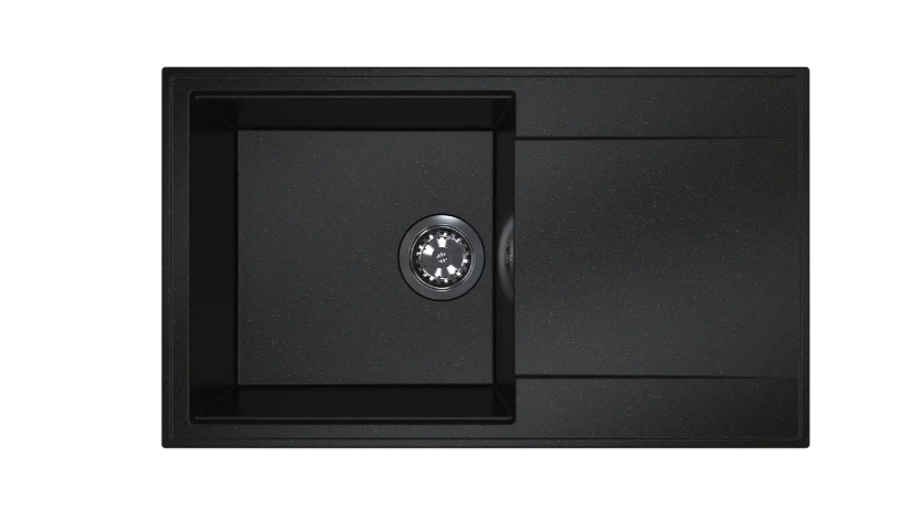 Мойка для кухни Sink Quality SINK 1KDOL 78X46X21,5 см с переливом наногранит черный с золотом SINK.L.1KDOL.X