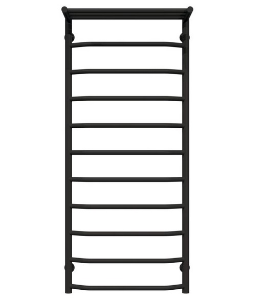 Полотенцесушитель водяной Deffi Трапеция с полкой П11 500х1200 нижнее подключение черный C.TP.120.50.11.B.A