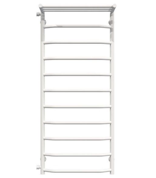 Полотенцесушитель водяной Deffi Трапеция с полкой П11 500х1200 боковое левое подключение белый C.TP.120.50.11.W.B