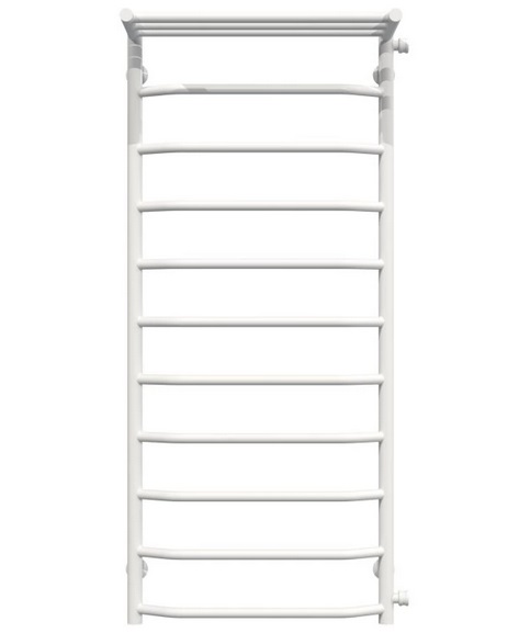 Полотенцесушитель водяной Deffi Трапеция с полкой П11 500х1200 боковое правое подключение белый C.TP.120.50.11.W.C