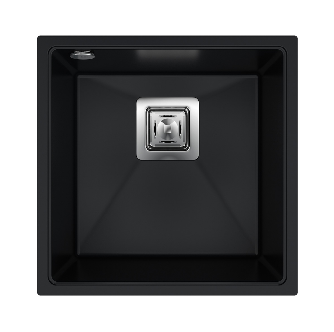 Мийка для кухні Sink Quality Argon 1KBO 50 42x42x22,5 з переливом нанограніт чорний ARG.C.1KBO.50