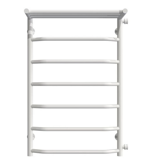 Полотенцесушитель водяной Deffi Трапеция с полкой П7 500х800 боковое правое подключение белый C.TP.80.50.7.W.C