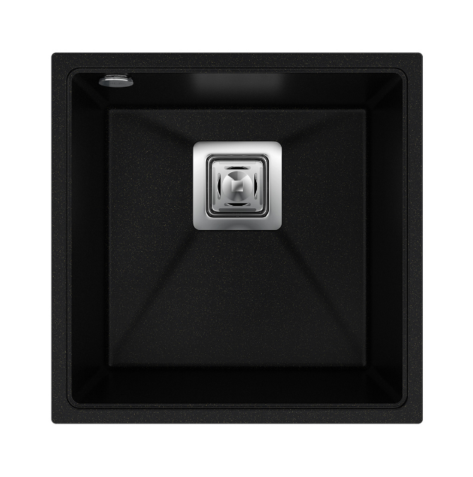 Мойка для кухни Sink Quality Argon 1KBO 50 42x42x22,5 с переливом наногранит черный с золотом ARG.L.1KBO.50
