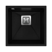 Мийка для кухні Sink Quality Argon 1KBO 50 42x42x22,5 з переливом нанограніт чорний з золотом ARG.L.1KBO.50