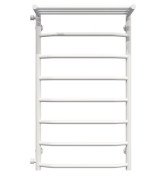 Полотенцесушитель водяной Deffi Трапеция с полкой П8 500х900 боковое левое подключение белый C.TP.90.50.8.W.B