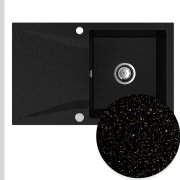 Мийка для кухні Sink Quality Obsidian 1KDO 79x50x20,5 з переливом нанограніт чорний з золотом OBS.L.1KDO.X