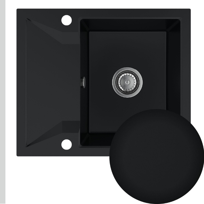 Мийка для кухні Sink Quality Obsidian 1KKO 59x50x21 см з переливом нанограніт чорний OBS.C.1KKO.X