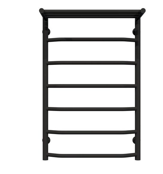 Полотенцесушитель водяной Deffi Трапеция с полкой П7 500х800 нижнее подключение черный C.TP.80.50.7.B.A