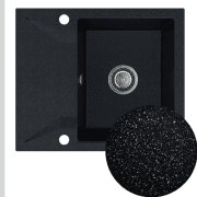 Мийка для кухні Sink Quality Obsidian 1KKO 59x50x21 см з переливом нанограніт чорний парча OBS.B.1KKO.X