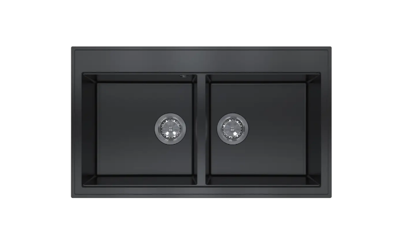 Мийка для кухні Sink Quality SINK 2K80 86X50X21,5 см з переливом нанограніт чорний SINK.C.2K80.X