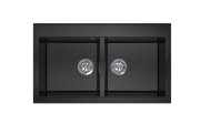 Мийка для кухні Sink Quality SINK 2K80 86X50X21,5 см з переливом нанограніт чорний з золотом SINK.L.2K80.X
