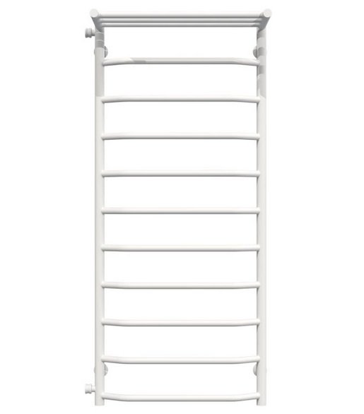 Полотенцесушитель водяной Deffi Трапеция с полкой П11 500х1200 боковое левое подключение белый C.TP.120.50.11.W.B